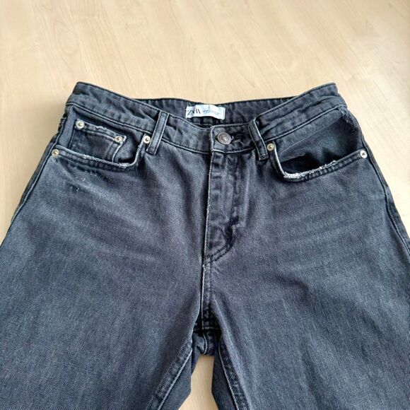 Zara Black Washed Slit Hem Jeans - Picture 3 of 7